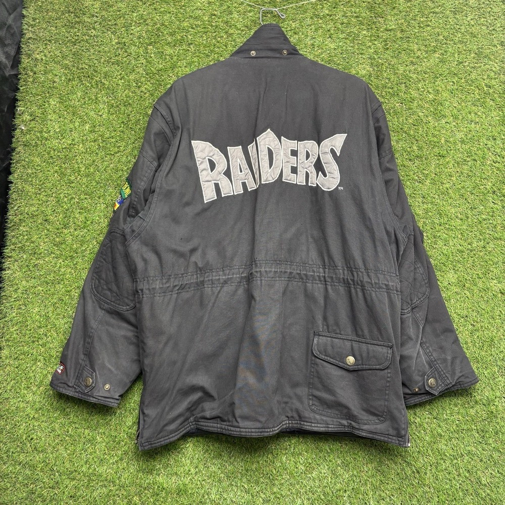 Vintage Las Vegas Raiders Jacket Mens XL Black Gray NFL Football Mirage 90s Coat